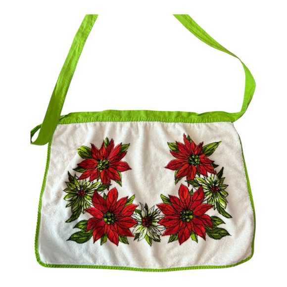 VTG Christmas Half Aprons Lot of 3 Terry Cloth Red Green Tie Back Santa Snowman - Picture 2 of 16